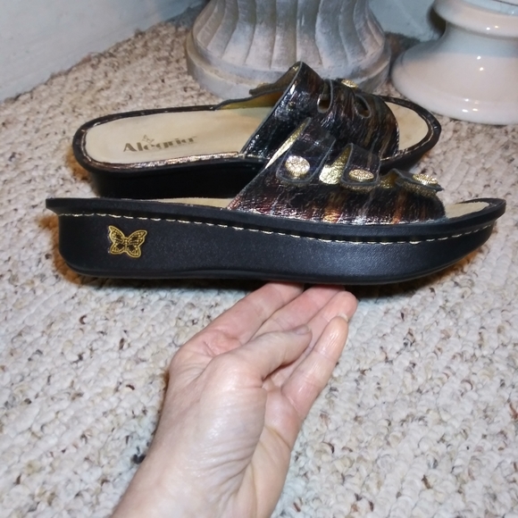 Alegria Fiona Metallic Tortoise Colored, Rhinestone Studded Strappy Sandals - Picture 6 of 10